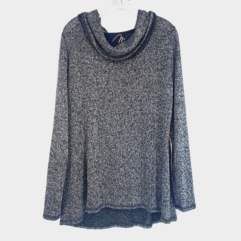 Miracle Body By Miraclesuit Metallic Silver Cowl Neck Tunic‎ Top Size Large